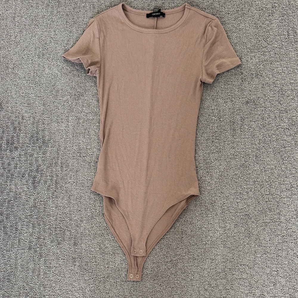 Forever 21 Taupe Ribbed Knit Top
